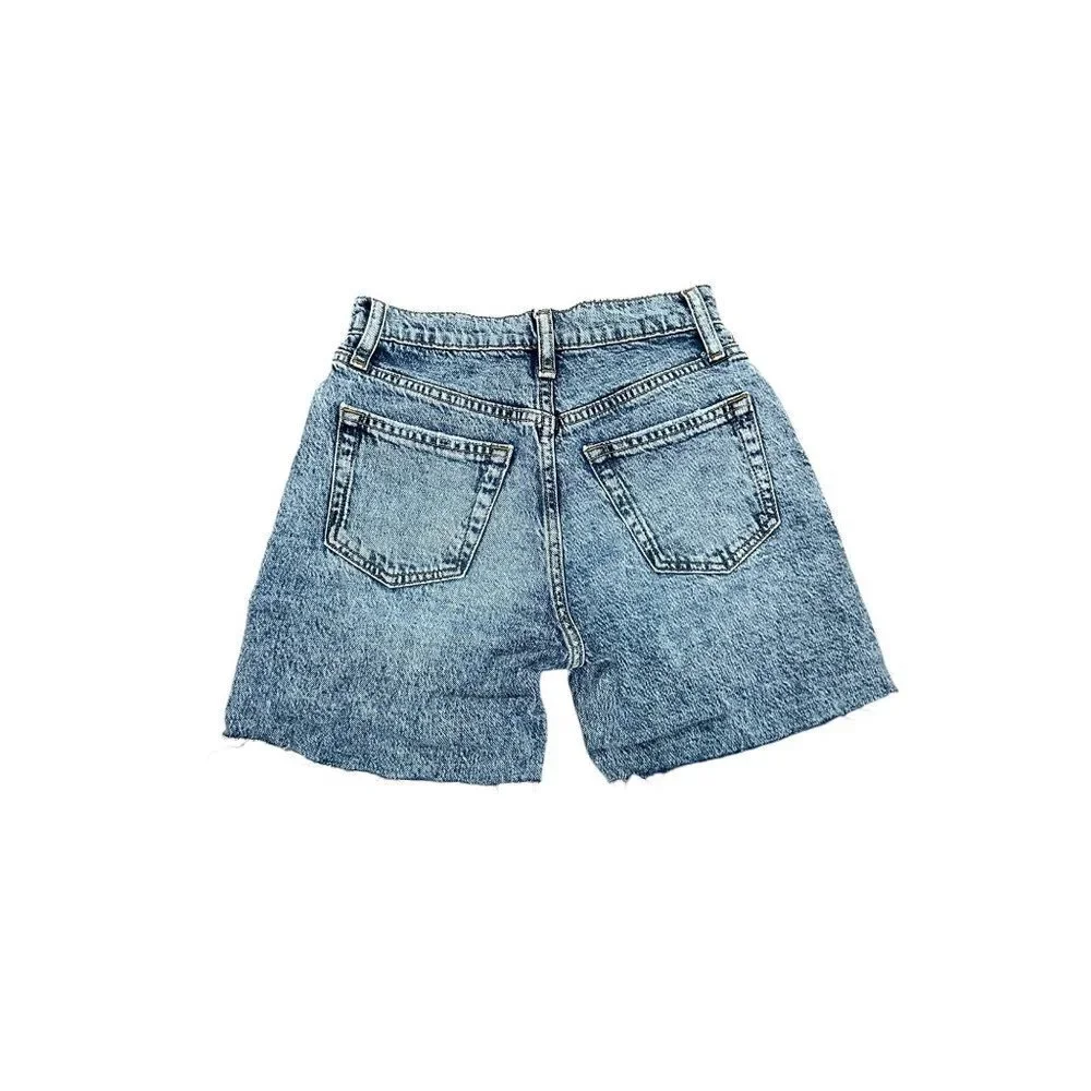 Gap Teen 10 Mom Jean High-Rise Distressed Denim Shorts Blue